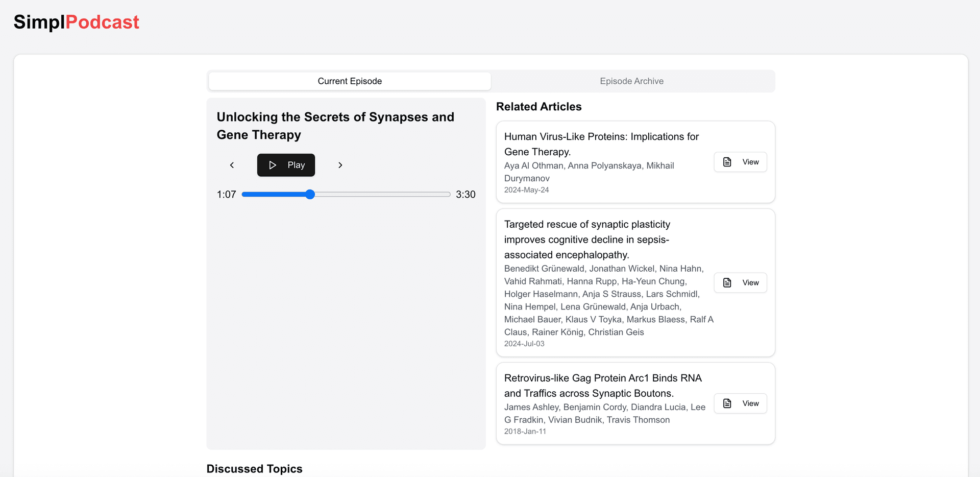 From Paper to Podcast Screenshot
